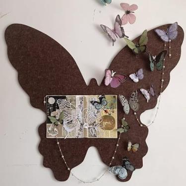 Imagem de Quadro de alfinetes, quadro de borboleta, cortiça, 40,6 x 48 cm, dobrável com asas de borboleta, quadros de avisos, 3D, borboletas, decoração de parede, quadro de cortiça para quarto, escola