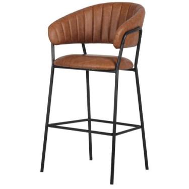 Imagem de Banqueta Alta Mara Rivatti 107,50 cm (Altura) Estofado em PU Marrom e 