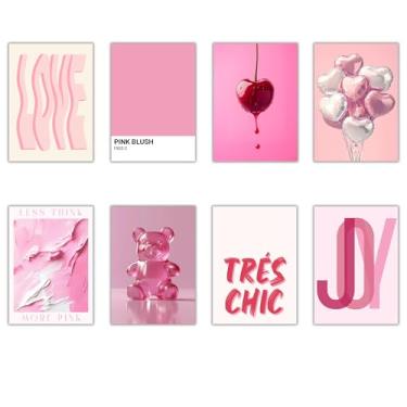 Imagem de Summit Designs Arte de parede estética rosa - pacote com 8 impressões 20 x 25 sem moldura moderna decoração de quarto rosa milenar galeria estética conjunto de arte de parede decoração do Instagram