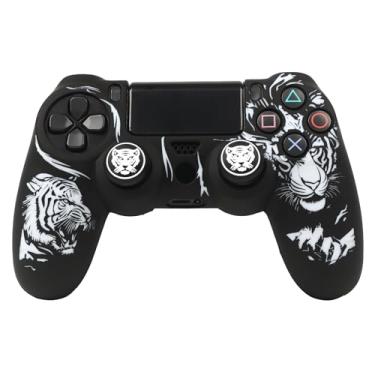 Imagem de RALAN Capa para controle Tiger HeadDesign com 2 alças de polegar compatível com PS4/Playstation 4 Slim/Pro Controller