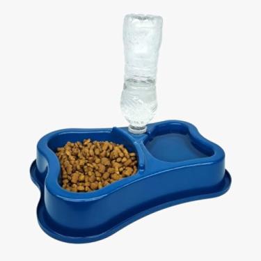 Imagem de Comedouro Duplo Anti Formiga Pet Bebedouro automático suporte para Garrafa Comedouro - para cachorro gato coelho (Azul Super Oferta)