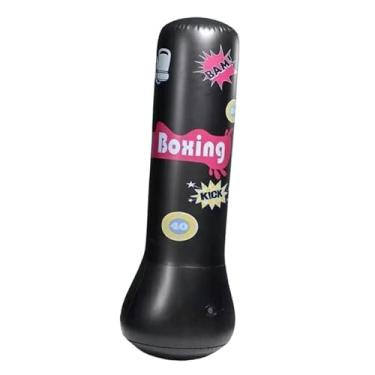 Imagem de oshhni Saco de pancadas inflável Dispositivo de treinamento de boxe Coordenação mão-olho Brinquedos infláveis ​​Saco de pancadas de boxe para fitness, Preto