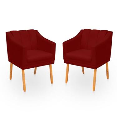 Imagem de Kit 2 Poltronas Cadeira para Sala Confortável e Moderna Mila Suede (Bordo)