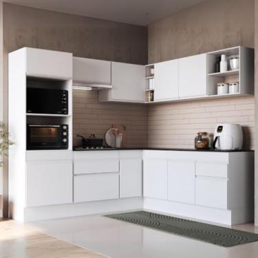Imagem de Cozinha Completa de Canto Modulada 7 Peças com Rodapé Veneza Multimóveis Mp2249 Branco
