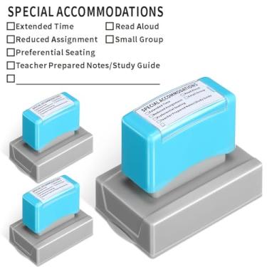 Imagem de Sayglossy Carimbo de borracha com 3 acomodações especiais para professores SPED Modifications Carimbo de borracha para primeiro dia de aula, material de dormitório de volta às aulas (azul)