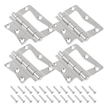 Imagem de Pacote com 4 dobradiças de borboleta não encaixadas para casas móveis/dobradiças interiores de trailers, dobradiça borboleta de aço inoxidável resistente com parafusos de montagem