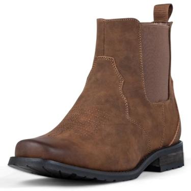 Imagem de J's.o.l.e Botas De Cowboy Estilo Western Masculinas, Bico Quadrado, Cano Alto Chelsea, Calçado Social Casual Masculino, Marrom, Eua 13