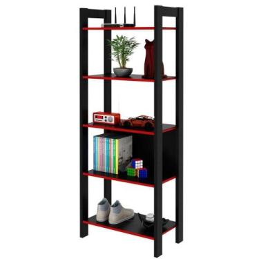 Imagem de Estante Multiuso Gamer Livreiro Office 5 Prateleiras Preto/vermelho - 