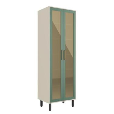 Imagem de Cristaleira com 2 Portas de Vidro Verde Bossa Nova Bertolini