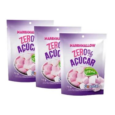 Imagem de 3 Pacotes Marshmallow Zero Açúcar 70g Florestal