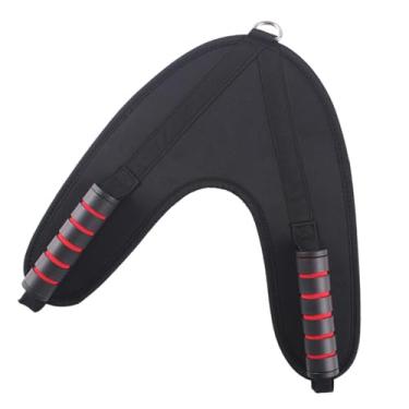 Imagem de Colaxi Arnês para abdominais, cabo para exercícios, fixação para máquina, alça para exercícios de costas, arnês para puxar, Alça Preta Vermelha