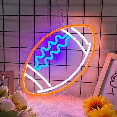 Imagem de Moneter Placa De Futebol Neon Para Decoração Parede, Rugby Infantil Com Alimentação Usb, Reutilizável Iluminação Meninos E Meninas, Quarto Sala Estar