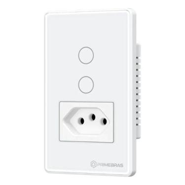 Imagem de Interruptor Touch 2 Botões Com Tomada Wifi Primebras Branco