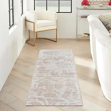 Imagem de Inspire Me! Home Décor Iliana Tapete de área moderno marfim cinza com detalhes dourados 60 cm x 2,5 m, fácil limpeza, sem queda, quarto, sala de estar, sala de jantar, cozinha (2x8)