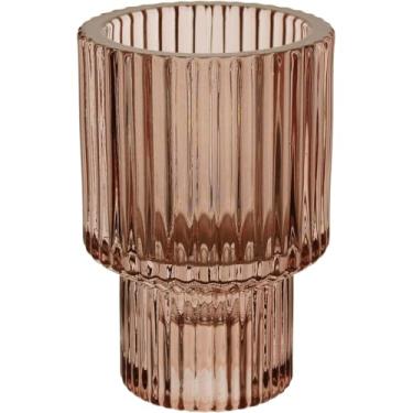 Imagem de CASTIÇAL PORTA VELA DECORATIVO HOME&CO VIDRO 8x6x6cm ROSA