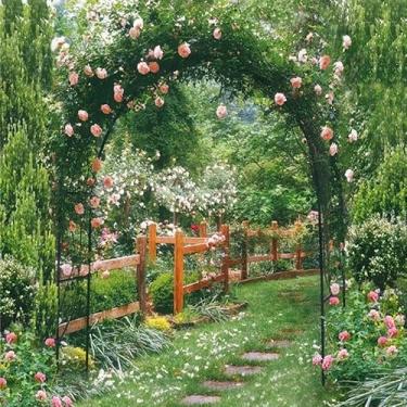 Imagem de Arco De Aço Preto Do Arco Do Casamento Do Metal Arbour Pergola Tubular Frame Treliça Arco Para Trepadeiras De Rosas De Plantas Trepadeiras 180 Cm 160 Cm 140 Cm 200 Cm 240 Cm De Largura