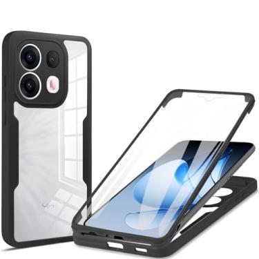 Imagem de Ysnzaq Capa transparente para Oppo Reno 13 Pro, protetor de tela integrado, capa protetora à prova de choque de 360° para Oppo Reno 13 Pro QB preta