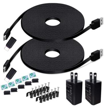 Imagem de Carregador de cabo de extensão de energia de 6 m para Blink Outdoor 4 (4ª geração)/(3ª geração)/XT2, Wyze Cam v3/v3 Pro/v4, Ring Spotlight Cam Plus/Pro, Arlo Essential 2K, cabo de alimentação micro