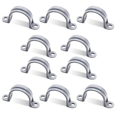 Imagem de Correias de tubo de PVC de 5 cm, correia de conduíte de 2 furos, acessórios de fixação de conduíte apertado líquido (10 peças)