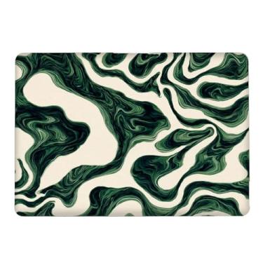 Imagem de Yicomon Compatível com MacBook Air 15 polegadas 2023 chip M2 modelo A2941, capa rígida de plástico para Mac Air 15 com Touch ID (2023) - ondas verdes e brancas