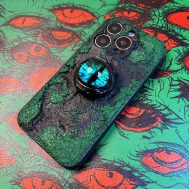 Imagem de Unitvbba Capa de telefone gótica 3D feita à mão com olho de monstro – Ajuste personalizado para todos os modelos de telefone – Exclusivo para fãs de terror, cosplay, amantes de estética escura (olhos