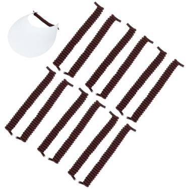Imagem de BENECREAT 6 pares de cordões para viseira de sol, cadarços encaracolados marrom coco para substituição de cadarço elástico para chapéu de sol de espuma, calçados esportivos esportivos