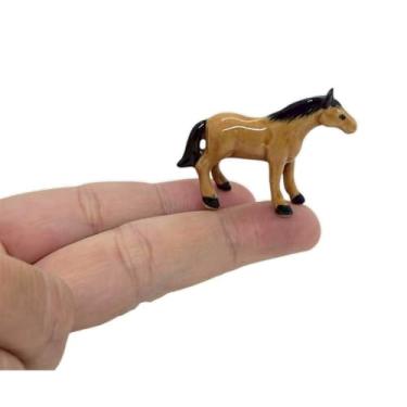 Imagem de WitnyStore Estatueta minúscula de cavalo preto e branco alto de 3,5 cm - Miniatura feita à mão, pintada, cavalos, cavalos, cavalos, égua, potro, pônei, fofo, porcelana, animais, decorativos,