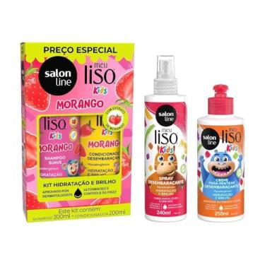 Imagem de Kit Shampoo, Condicionador, Creme para Pentear e Spray Desembaraçante, Meu Liso Kids, Vegano - Para Cabelos Lisos, 4 Unidades