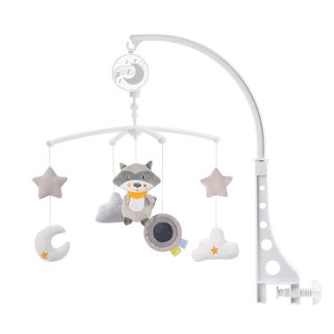 Imagem de Baby Music Bed Bell 360 Graus de Rotação Berço Brinquedo Móvel com Material De Pelúcia Macia e Embutido Caixa De Música para Recém-nascidos Infantes 0 1 Year Old (Guaxinim)