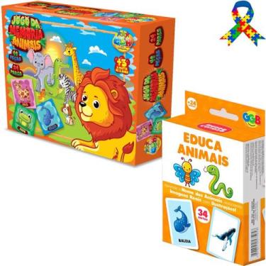 Imagem de Kit Brinquedo Infantil Animais Jogo da Memoria e Cartas - GGB Brinqued