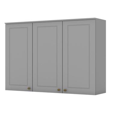 Imagem de Armário Aéreo 3 portas 120cm Americana - Móveis Henn Cinza