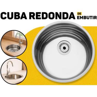 Imagem de Cuba Aço Inox 430 Redonda 30x14cm De Embutir Para Cozinha Ou Lavabo Ac