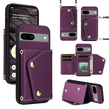 Imagem de Dibosom Capa carteira de luxo para Google Pixel 6A 5G 2022 com 5 compartimentos para cartão fina e fina alça de ombro, suporte de cartão de crédito de couro PU, acessórios para celular para Pixel6A A6