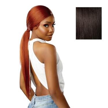 Imagem de Sensationnel Dashly Lace Front Wig - Unit 51 Low Ponytail Wrap Style Hand Tied Laceparting Ear to Ear Synthetic (2 DARKBROWN)