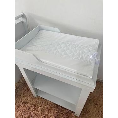 Imagem de Trocador De Bebê Anatômico Luxo Cômoda Com Capa Plástica Padrão Americano Várias Estampas (Branco, Tamanho G)