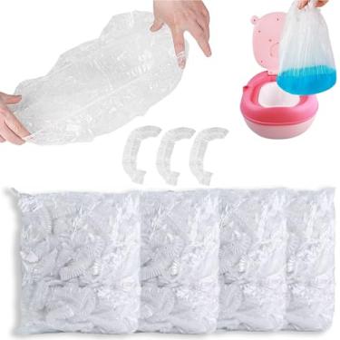 Imagem de OULIGET Forros de cadeira de penico com sacos de treinamento elásticos e portáteis, forros de refil de vaso sanitário descartáveis para crianças e bebês, capa de assento de vaso sanitário, 43 x 20 cm