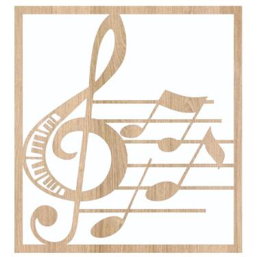 Imagem de Quadro Decorativo Mdf Marfim Nota Musical 40X20Cm
