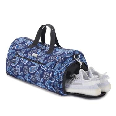 Imagem de TOPDesign Bolsa de ginástica para mulheres e homens, bolsa esportiva unissex com compartimento para sapatos e bolso molhado para viagens, esportes, academia, Bandana, Medium, Academia