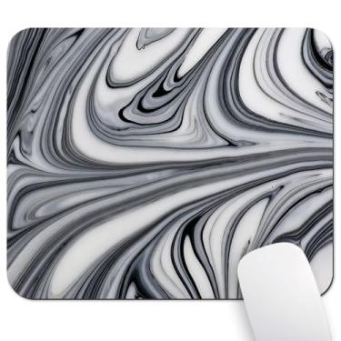 Imagem de Wknoon Mouse pad 24 x 20 cm (mármore branco e preto), tapete antiderrapante para mesa, superfície lisa para jogos e trabalho de escritório, mistura abstrata de arte gráfica líquida alucinatória e