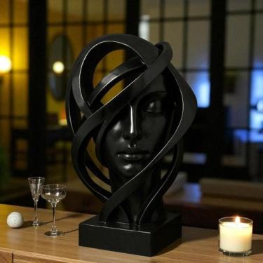 Imagem de Escultura "Desejo Silencioso" - Figura Feminina pensativa em forma abs