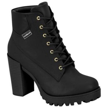 Imagem de Bota Coturno Feminino Salto Bloco Napa Preto Moleca 5325.119, 37