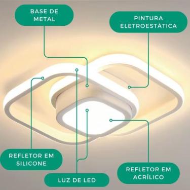 Imagem de Luminária Sobrepor Plafon LED Bivolt Luz Amarela ou Branca Escritório 
