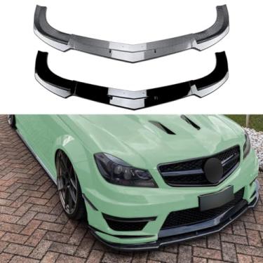 Imagem de Difusor de para-choque dianteiro Spoiler protetor labial compatível com C-Class C63 W204 2011-2014 Kit de carroceria acessórios para carro (aparência de fibra de carbono)