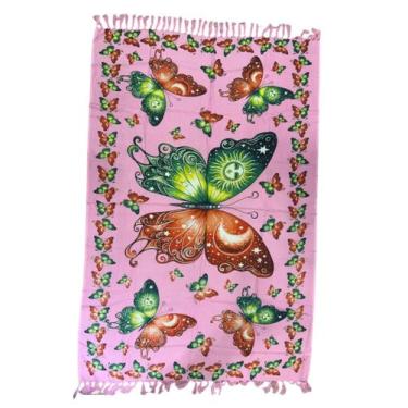 Imagem de Canga Estampada Borboletas Astral Sol e Lua - Deeyaa Indiana, Rosa, Un