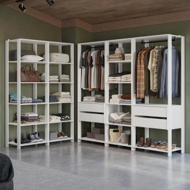 Imagem de Guarda-Roupa Closet Modulado 4 Gavetas 317 cm Branco Valencia Madesa, 