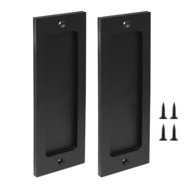 Imagem de Auvotuis Maçaneta deslizante de porta de celeiro de 15 cm, puxadores retangulares de descarga de dedo, puxador embutido para porta de celeiro deslizante, armário e gavetas (tamanho central a centro é