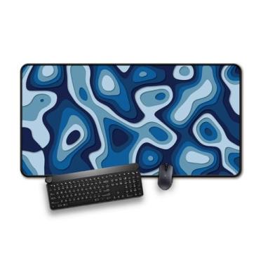 Imagem de Mouse grande para jogos e tapete de mesa com padrão abstrato, tapete de mesa de tamanho estendido, superfície antiderrapante (azul, 61 x 34 cm)