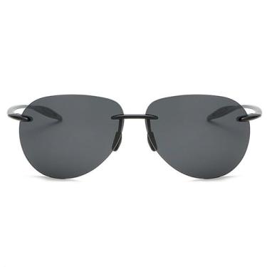 Imagem de Óculos de sol polarizados sem aro TR90, masculinos, ultraleves, espelhados e sem armação, pretos, BH01