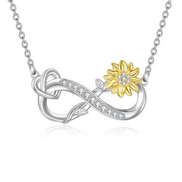 Imagem de Dralox Colares Infinity para mulheres, presentes de aniversário para mulheres, Wife You Are My Sunshine, colar de girassol para casamento e mãe de Natal 50,8 cm