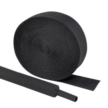 Imagem de Fourub Protetor de mangueira termorretrátil de 2,5 cm preto 2 em 1 mangueira de solda Tig capa de mangueira trançada retrátil resistente ao calor para mangueira hidráulica de tocha manga de bainha de